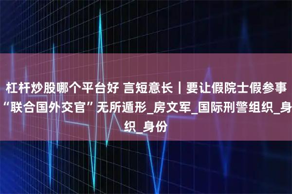 杠杆炒股哪个平台好 言短意长｜要让假院士假参事假“联合国外交官”无所遁形_房文军_国际刑警组织_身份